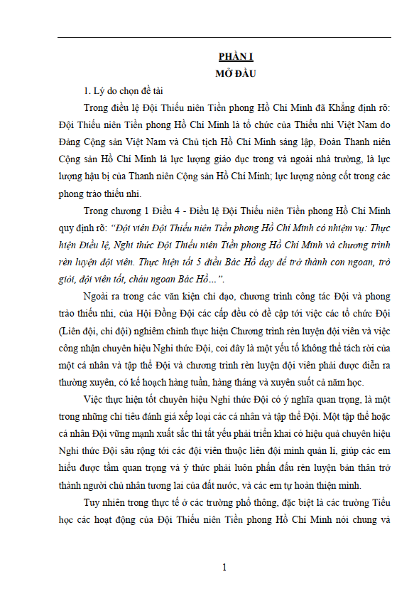 Một số biện pháp nâng cao chất lượng chương trình rèn luyện đội viên chuyên hiệu nghi thức Đội