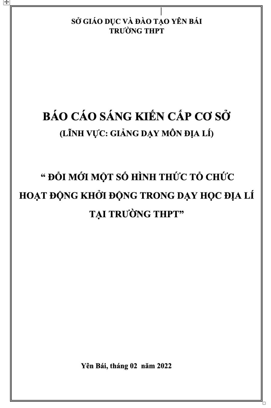 Đổi mới một số hình thức tổ chức hoạt động khởi động trong dạy học Địa lí