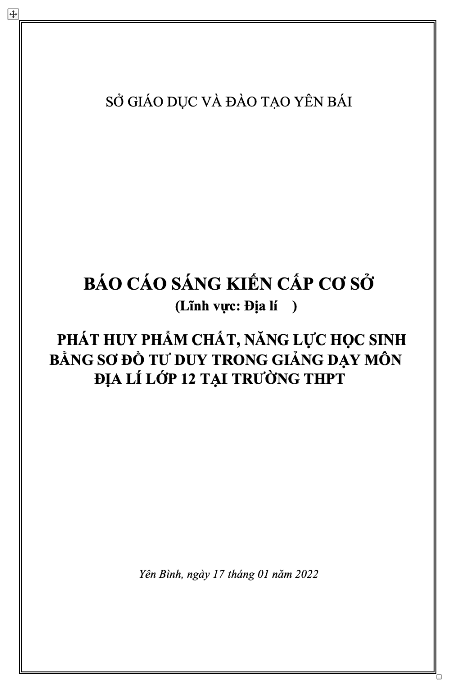 Phát huy phẩm chất, năng lực học sinh bằng sơ đồ tư duy trong giảng dạy môn Địa lí lớp 12