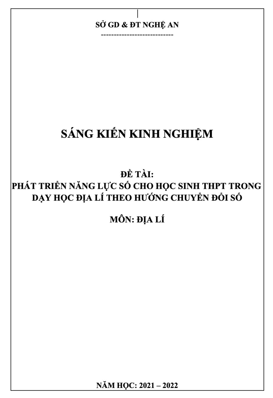 Phát triển năng lực số cho học sinh Trung học phổ thông trong dạy học Địa lí theo hướng chuyển đổi số