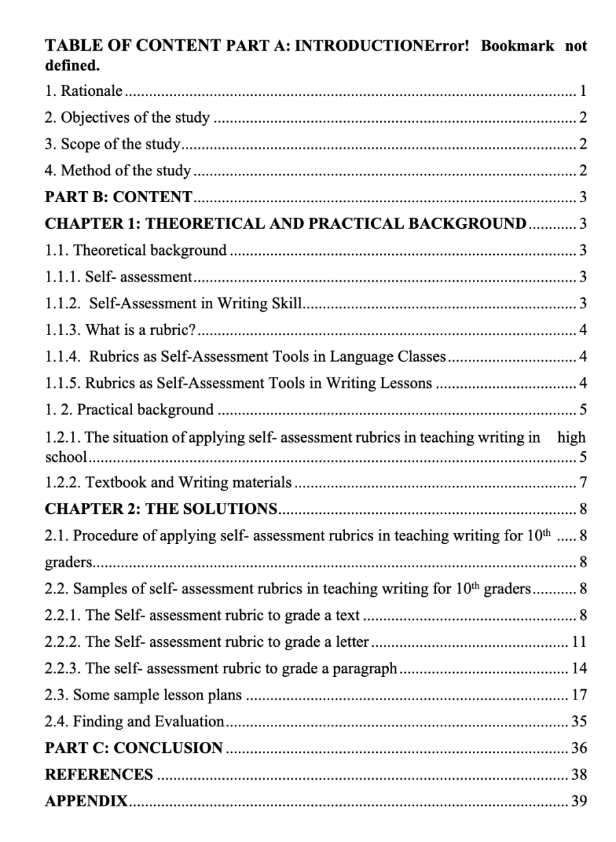 SKKN Applying Self- Assessment Rubrics to Improve 10th graders‟ Writing Skill"