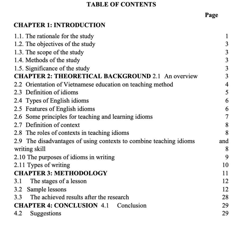 SKKN Combining teaching English idioms and writing skill by using contexts