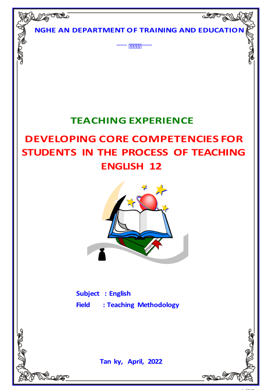 SKKN Developing core competencies for students in the process of teaching English 12