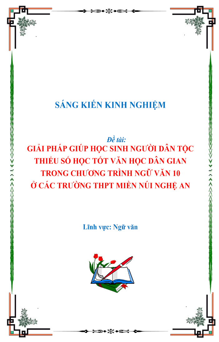 SKKN Giải pháp giúp học sinh người dân tộc thiểu số học tốt văn học dân gian trong chương trình Ngữ văn 10