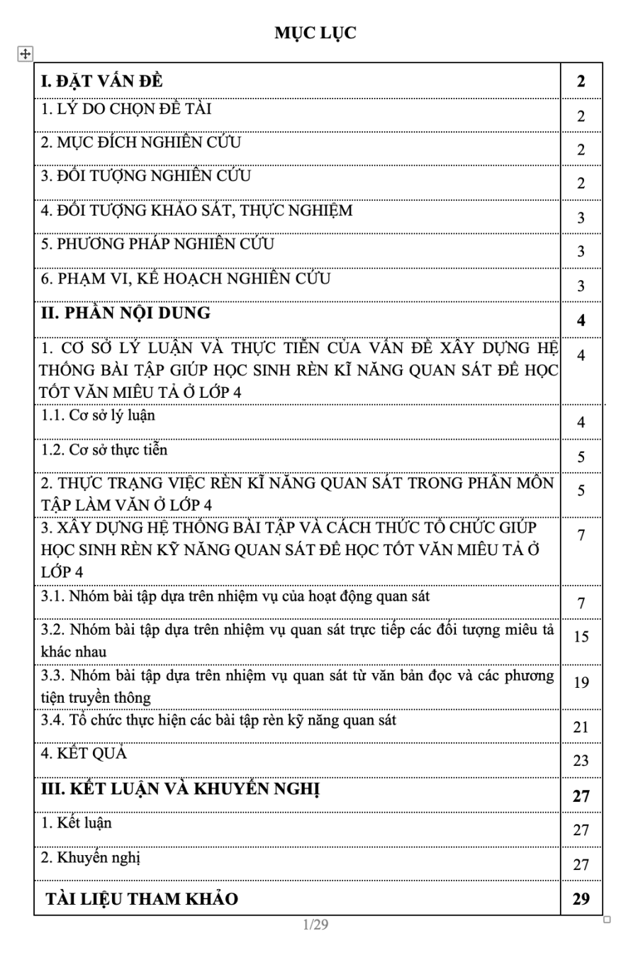 SKKN Một số bài tập giúp học sinh rèn kỹ năng quan sát để học tốt văn miêu tả ở lớp 4