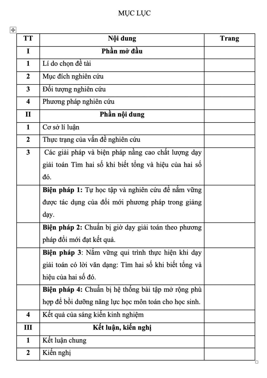 SKKN Một số biện pháp giúp học sinh lớp 4 giải bài toán “Tìm hai số khi biết tổng và hiệu của hai số đó"