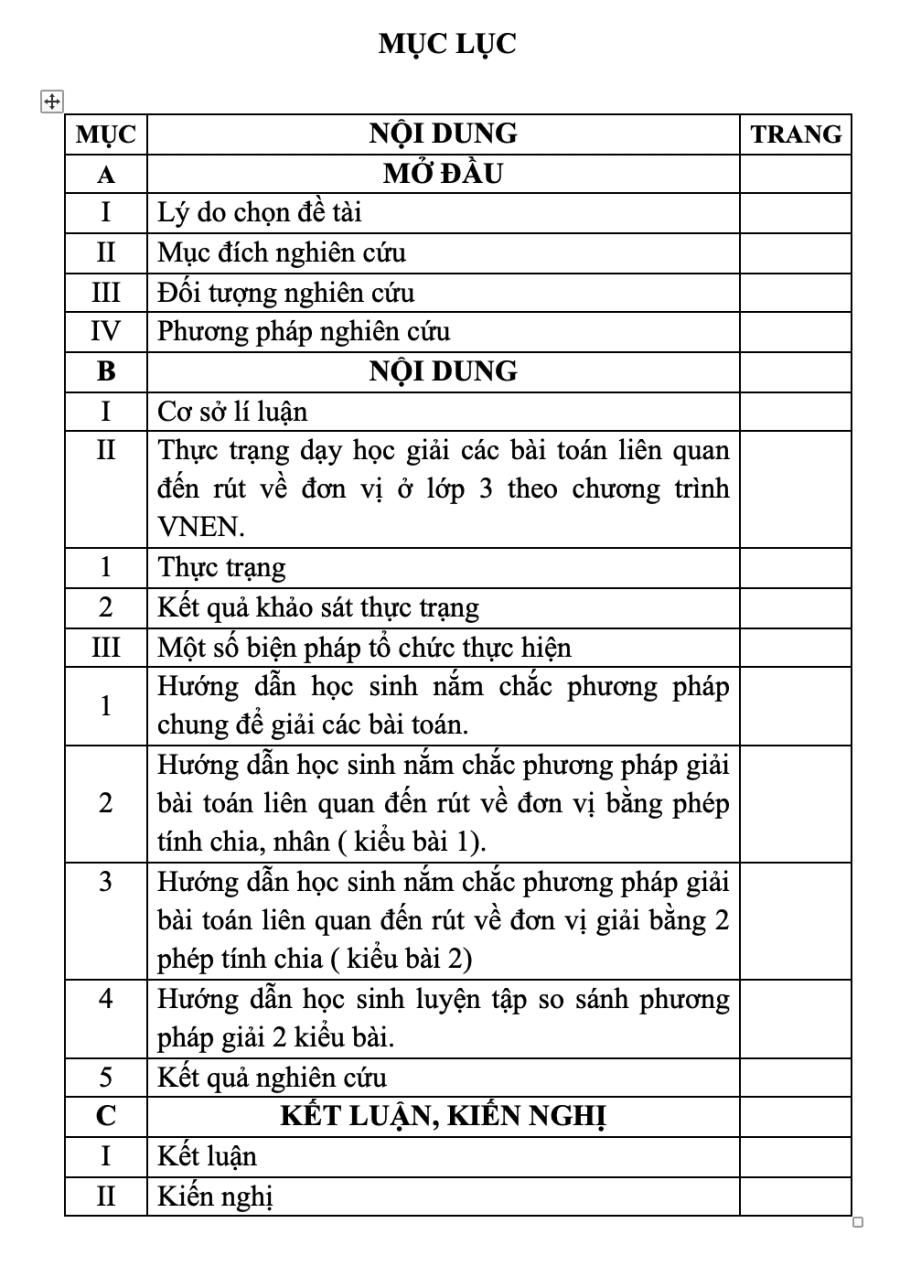 SKKN Một số biện pháp hướng dẫn học sinh học tốt dạng toán "rút về đơn vị" ở lớp 3 theo mô hình vnen