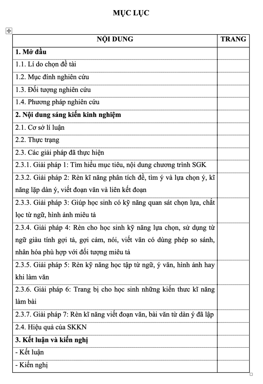 SKKN Một số biện pháp rèn kĩ năng làm văn miêu tả cho học sinh lớp 4