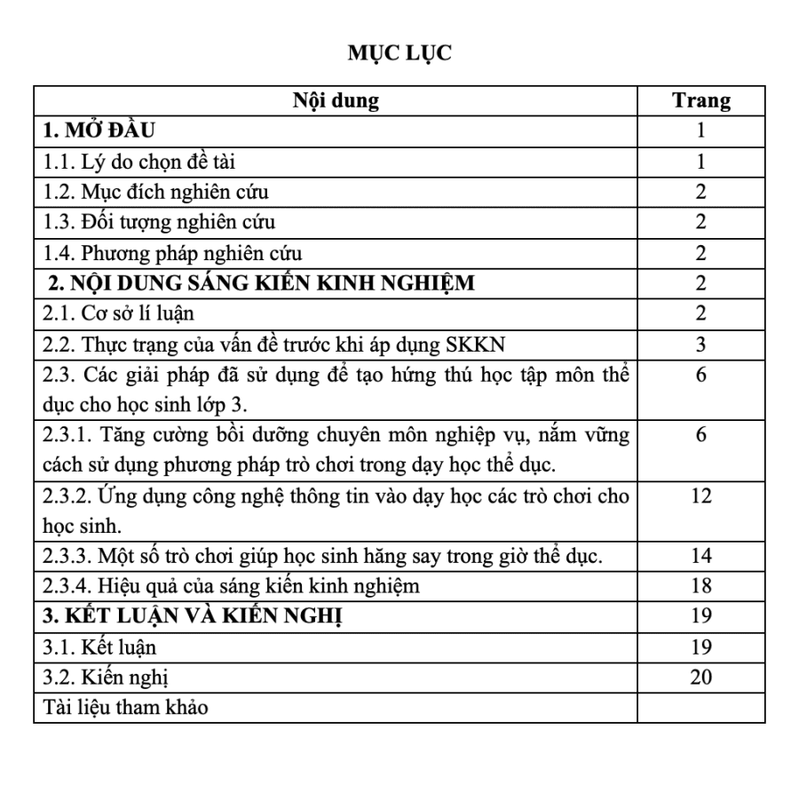 SKKN Một số giải pháp tạo hứng thú học tập môn thể dục thông qua việc sử dụng trò chơi cho học sinh lớp 3