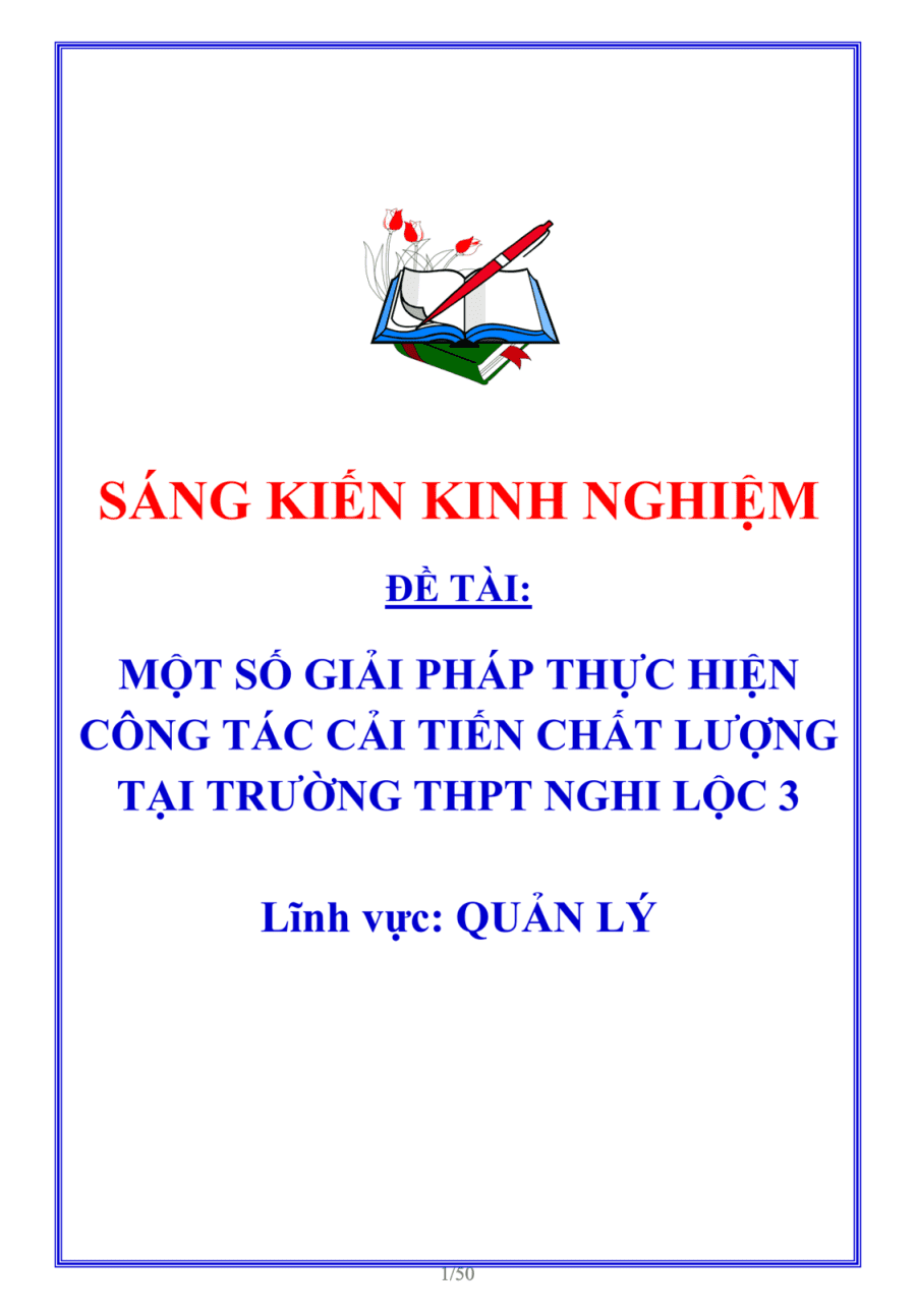 SKKN Một số giải pháp thực hiện công tác cải tiến chất lượng tại trường THPT