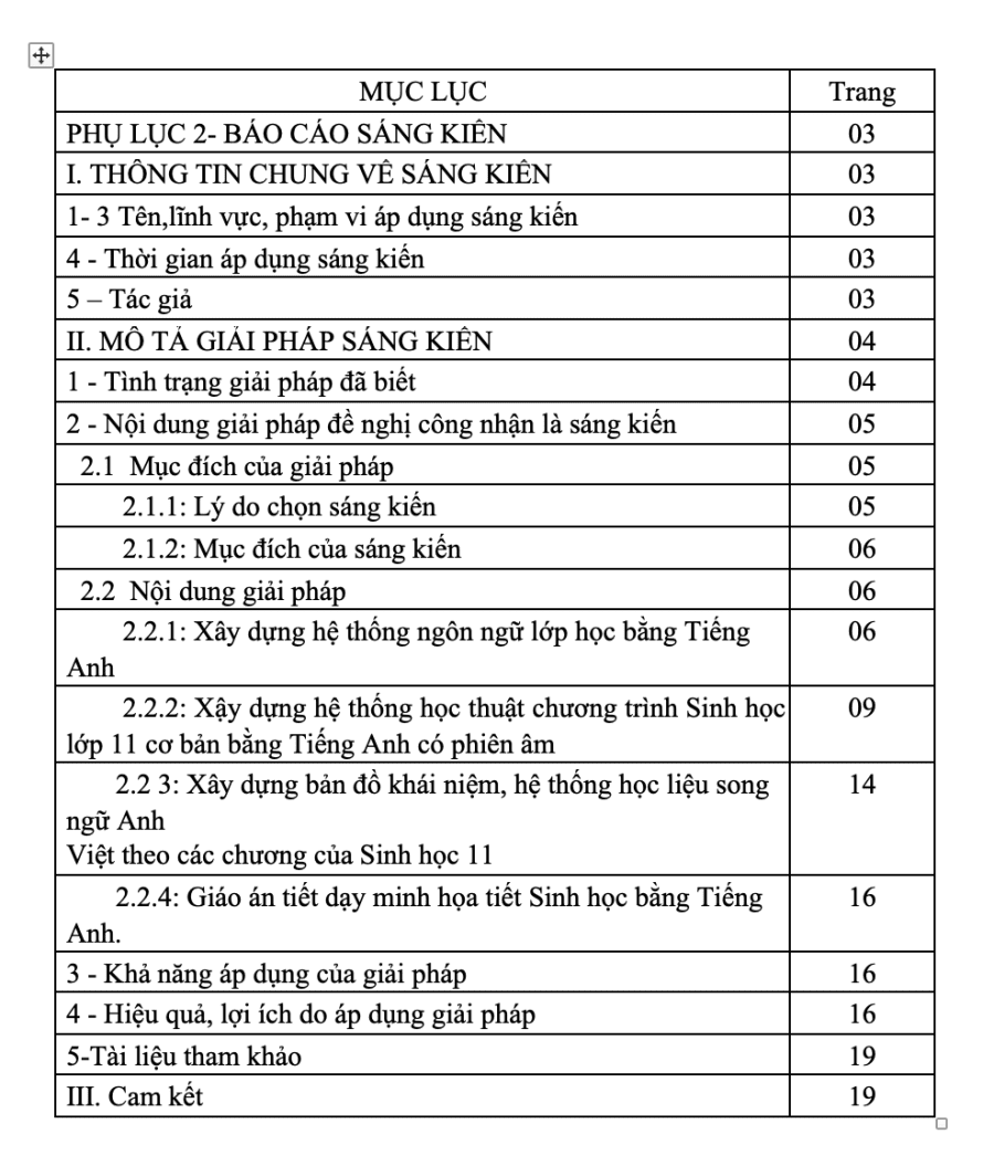 SKKN Những giải pháp nâng cao hiệu quả dạy và học môn Sinh học lớp 11 cơ bản bằng Tiếng Anh