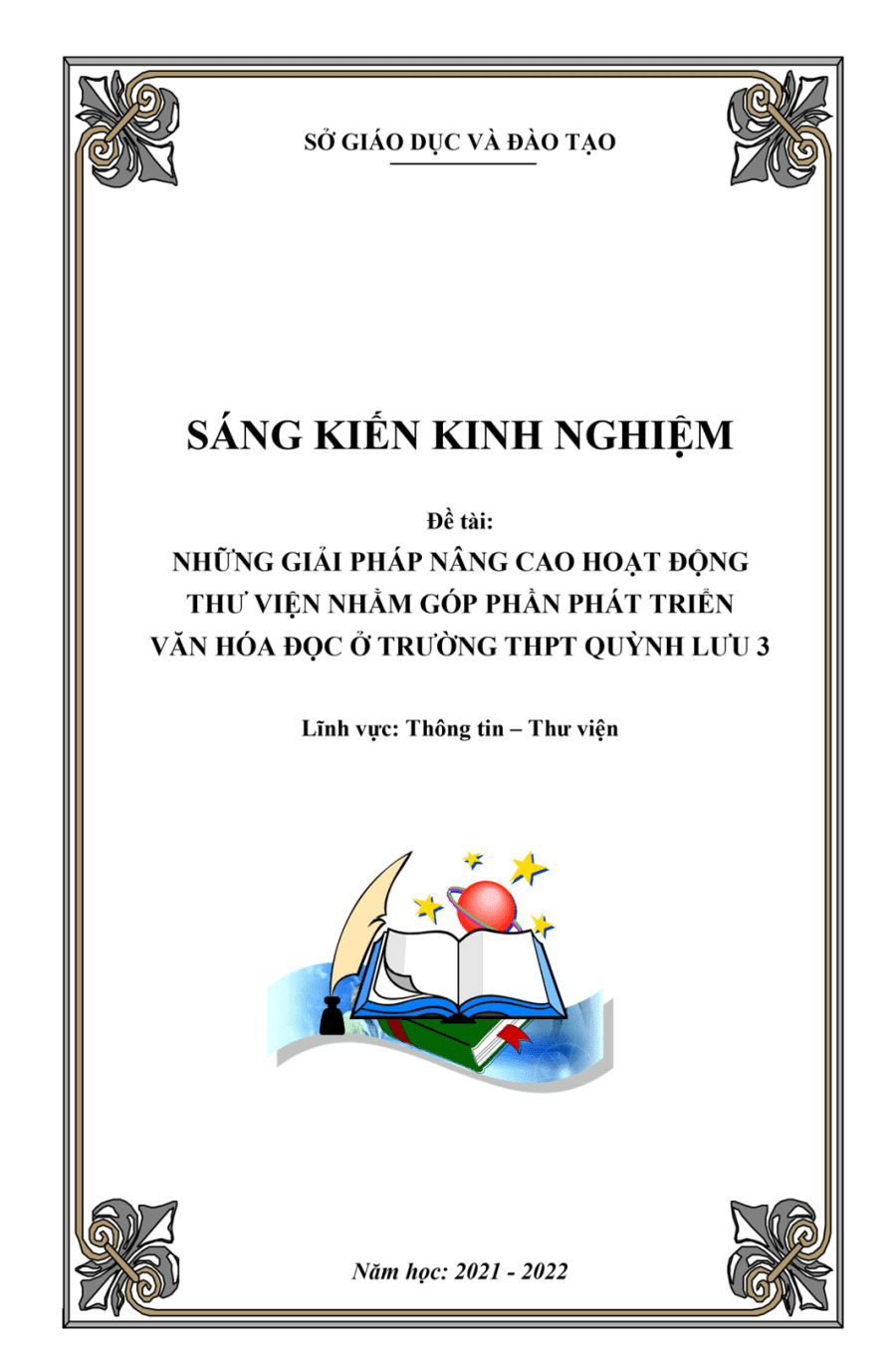 SKKN Những giải pháp nâng cao hoạt động thư viện nhằm góp phần phát triển văn hóa đọc ở Trường THPT