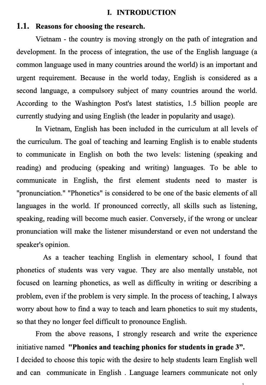 SKKN Phonics and teaching phonics for students in grade 3