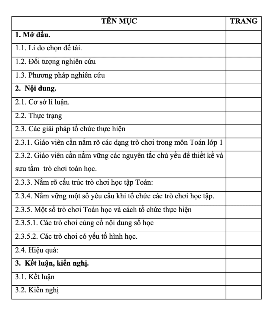 SKKN Phương pháp tổ chức trò chơi học tập nhằm nâng cao hiệu quả bài dạy trong môn Toán lớp 1