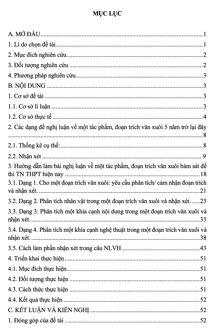 SKKN Rèn kĩ năng làm bài nghị luận về một tác phẩm, đoạn trích văn xuôi nhằm góp phần giúp học sinh nâng cao chất lượng thi tốt nghiệp THPT