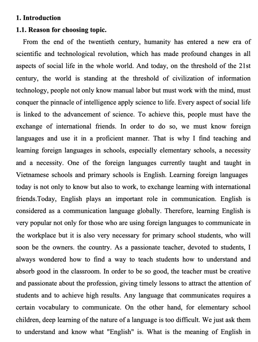 SKKN Some measures to improve the teaching of vocabulary for Grade 3 students