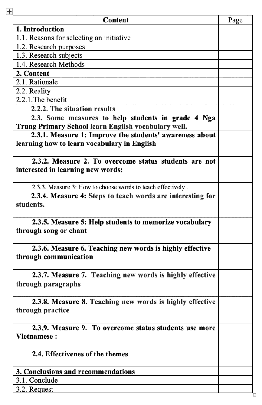 SKKN Some measures to teach vocabulary for grade 4