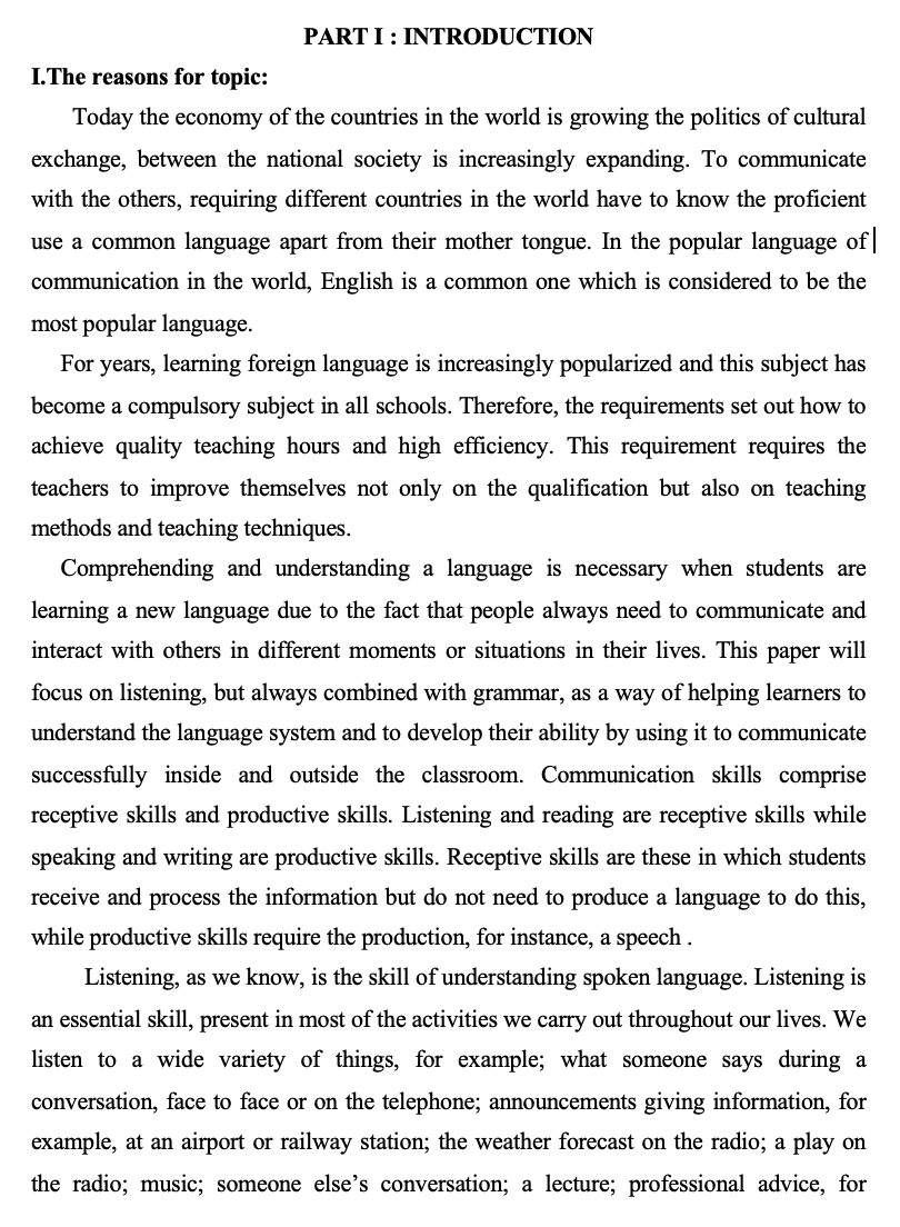 SKKN Some methods to improve the efficiency of teaching listening skill in grade 8