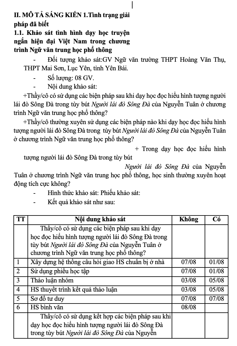 SKKN Tích cực hóa hoạt động của học sinh đọc hiểu hình tượng người lái đò Sông Đà trong tùy bút cùng tên của Nguyễn Tuân
