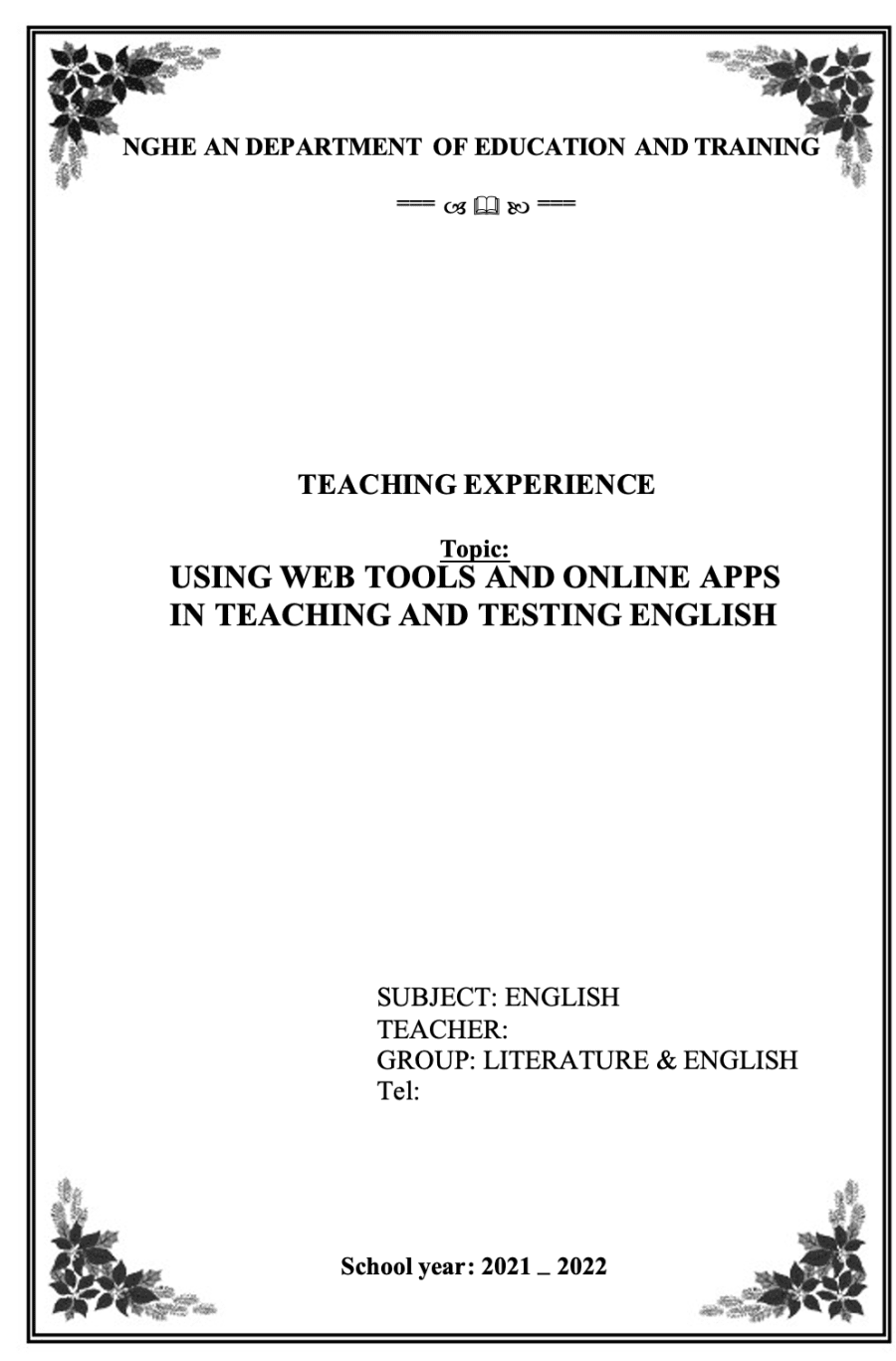 SKKN Using web tools and online apps in testing and teaching English