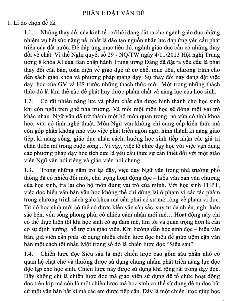 SKKN Vận dụng chiến lược đọc Siêu sáu để dạy học văn bản Vợ chồng A Phủ và Vợ nhặt trong chương trình Ngữ văn 12 theo định hướng phát triển năng lực học sinh