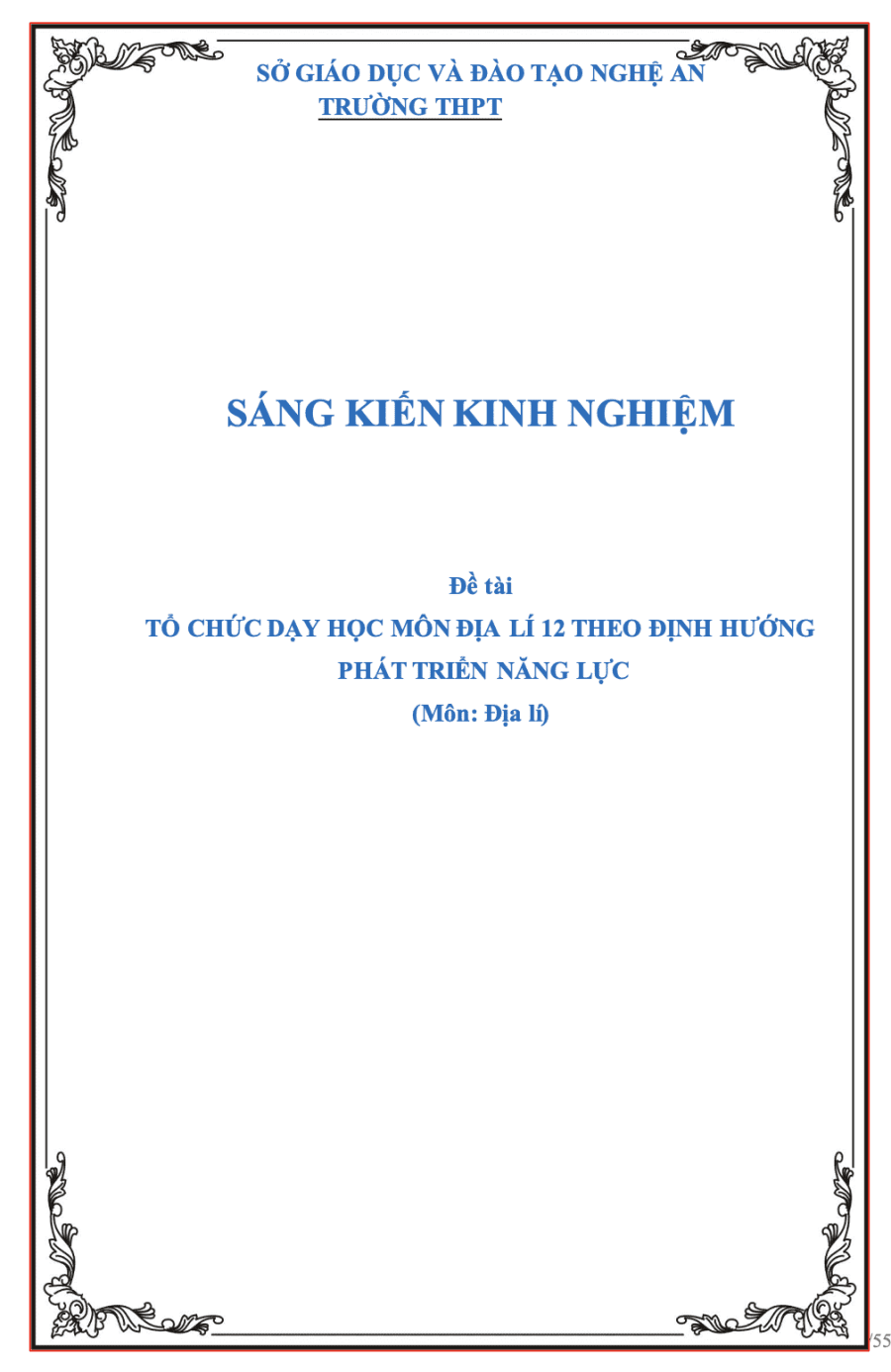 Tổ chức dạy học môn Địa lí lớp 12 THPT theo định hướng phát triển năng lực