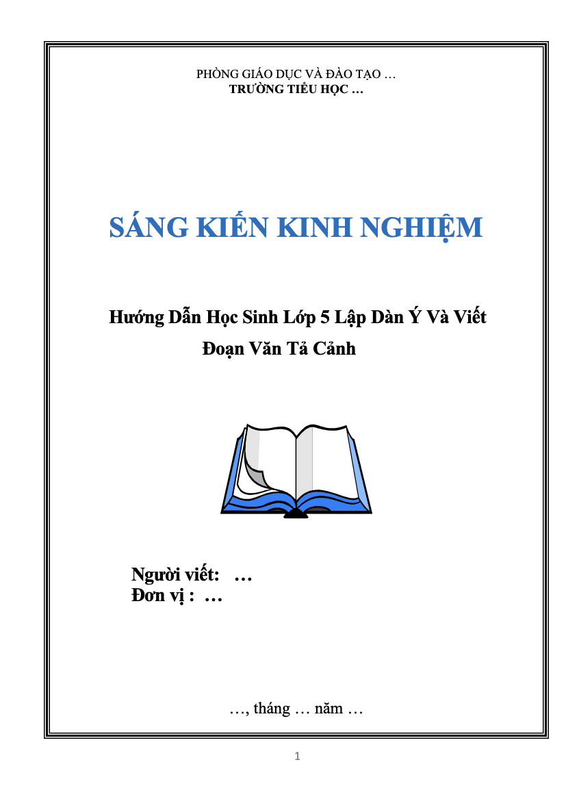 SKKN Hướng dẫn học sinh lớp 5 lập dàn ý và viết đoạn văn tả cảnh