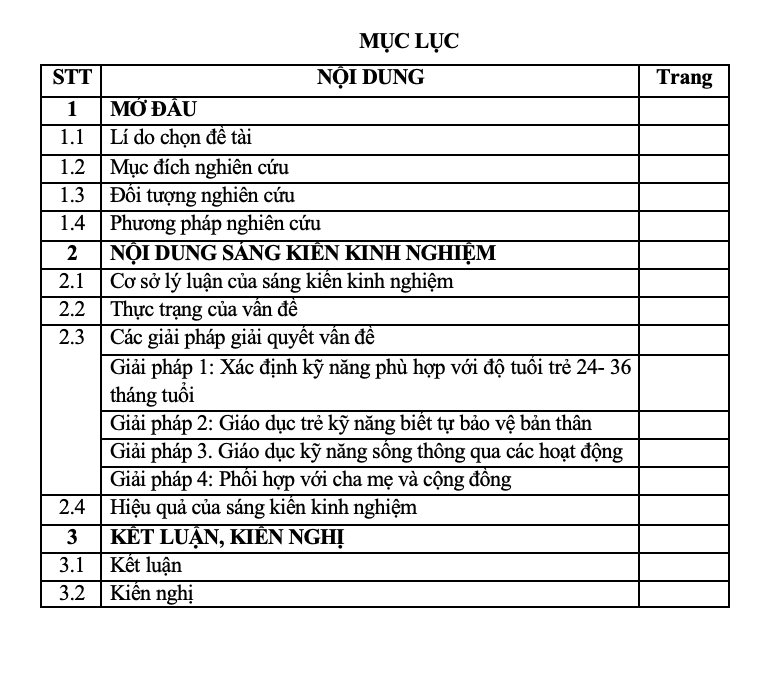 SKKN Một số giải pháp giáo dục kỹ năng sống nhằm hình thành thói quen tự lập cho trẻ nhà trẻ 24 - 36 tháng