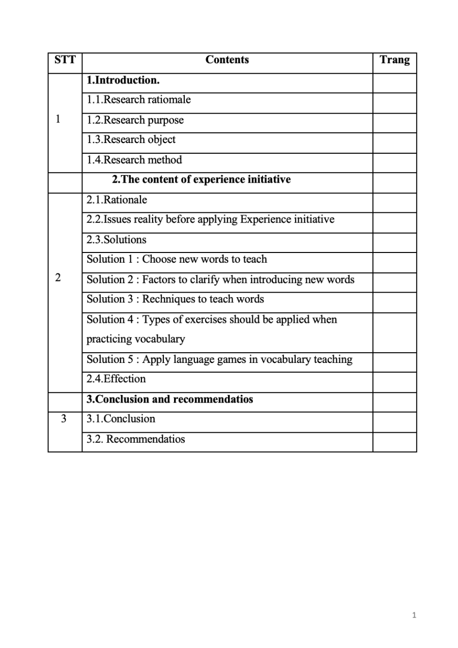 SKKN Some methods for teaching and learning vocabulary to the grade 5 students