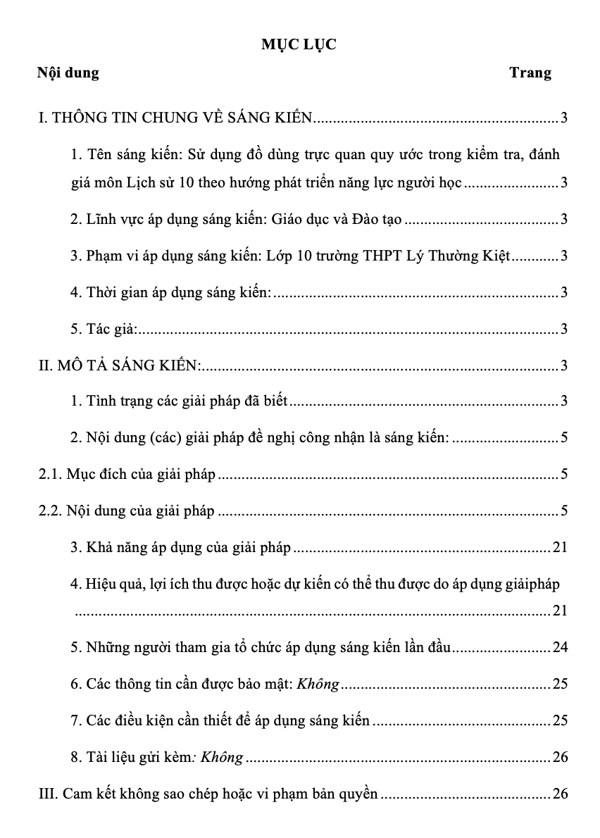 SKKN Sử dụng đồ dùng trực quan quy ước trong kiểm tra, đánh giá môn Lịch sử 10 theo hướng phát triển năng lực người học.