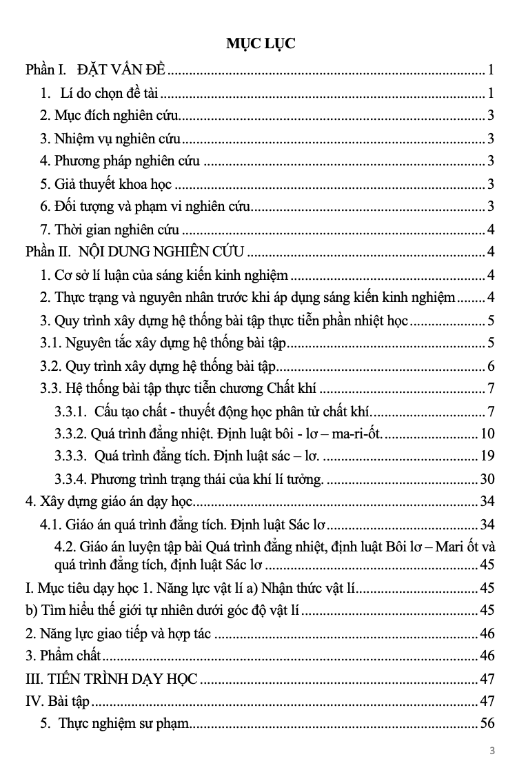 SKKN Tổ chức dạy học gắn kiến thức vào thực tiễn nhằm tiếp cận đề thi đánh giá năng cho học sinh trong các kỳ thi tuyển sinh thông qua chương Chất khí – Vật lí 10 THPT