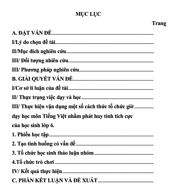 SKKN Vận dụng một số cách thức tổ chức giờ dạy - Học môn tiếng Việt nhằm phát huy tính tích cực