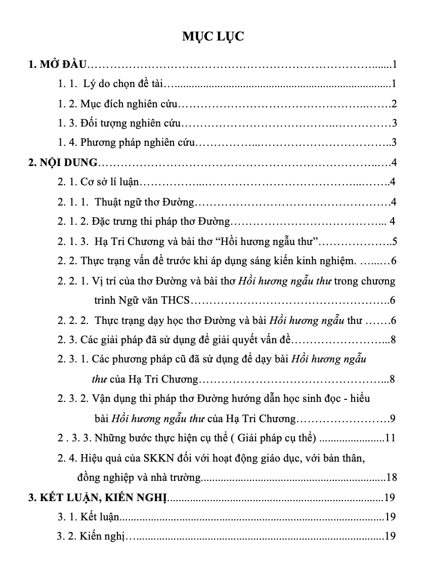 SKKN Vận dụng thi pháp thơ Đường hướng dẫn học sinh lớp 7 đọc – hiểu bài: “Hồi hương ngẫu thư” của Hạ Tri Chương