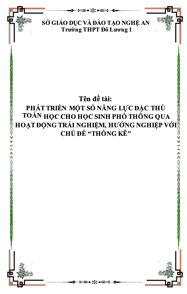 SKKN Phát triển một số năng lực đặc thù Toán học cho học sinh trung học phổ thông qua hoạt động trải nghiệm, hướng nghiệp với chủ đề Thống kê