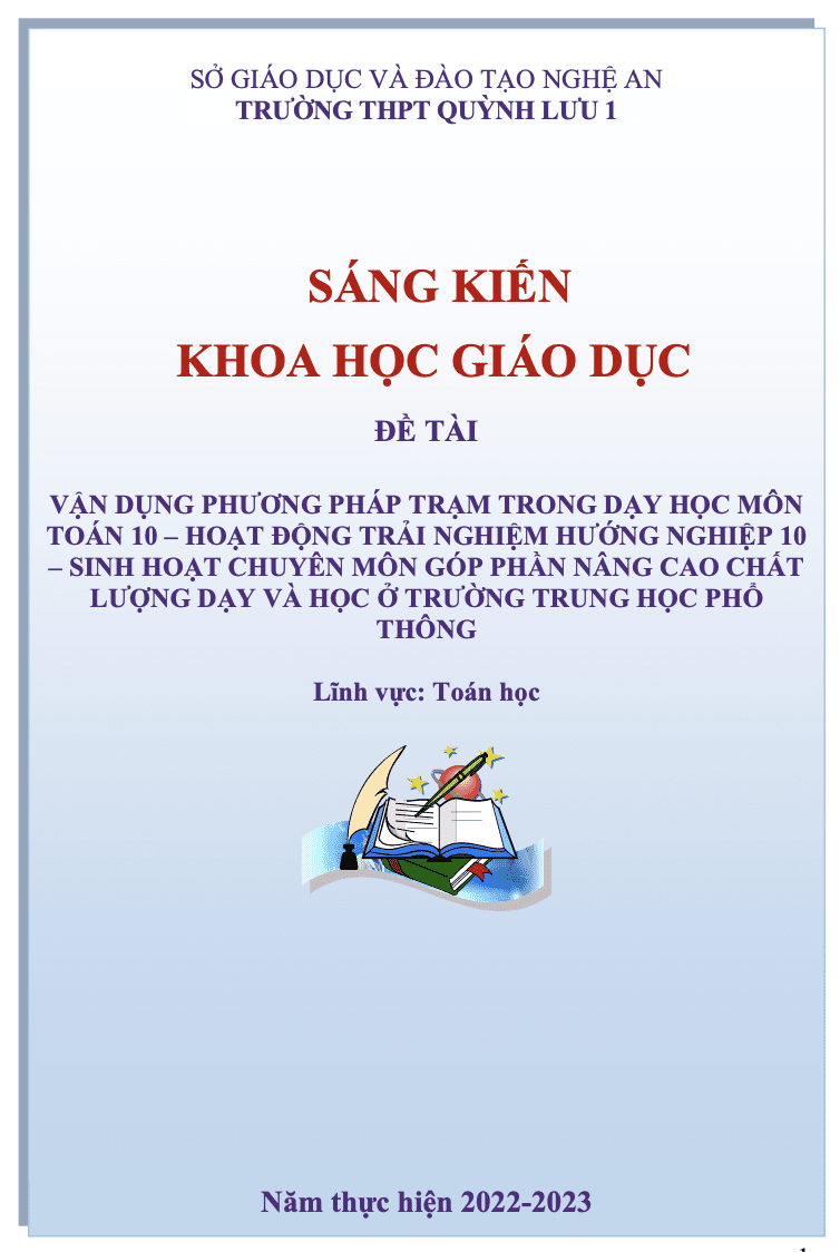 SKKN Vận dụng phương pháp trạm trong dạy học môn toán 10 – hoạt động trải nghiệm hướng nghiệp 10 – sinh hoạt chuyên môn góp phần nâng cao chất lượng dạy và học ở trường trung học phổ thông