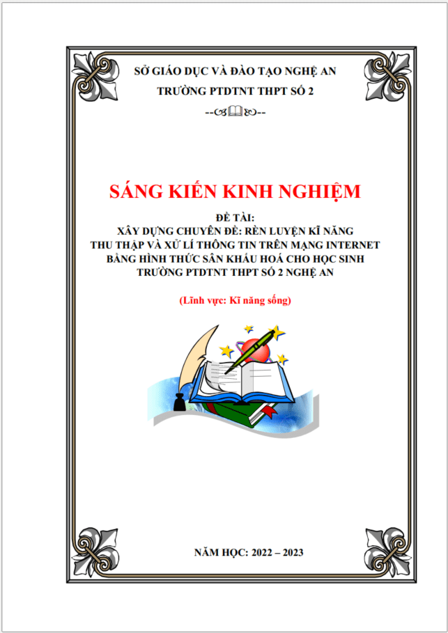 SKKN Xây dựng chuyên đề: rèn luyện kĩ năng thu thập và xử lí thông tin trên mạng internet bằng hình thức sân khấu hoá cho học sinh trường thpt