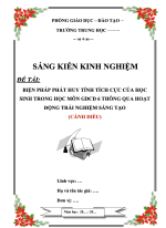 SKKN Biện pháp phát huy tính tích cực của học sinh trong học môn GDCD 6 thông qua hoạt động trải nghiệm sáng tạo - Cánh diều