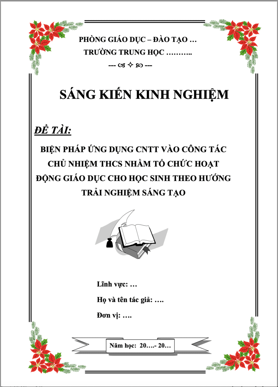 SKKN Biện pháp ứng dụng CNTT vào công tác chủ nhiệm THCS nhằm tổ chức hoạt động giáo dục cho học sinh theo hướng trải nghiệm sáng tạo