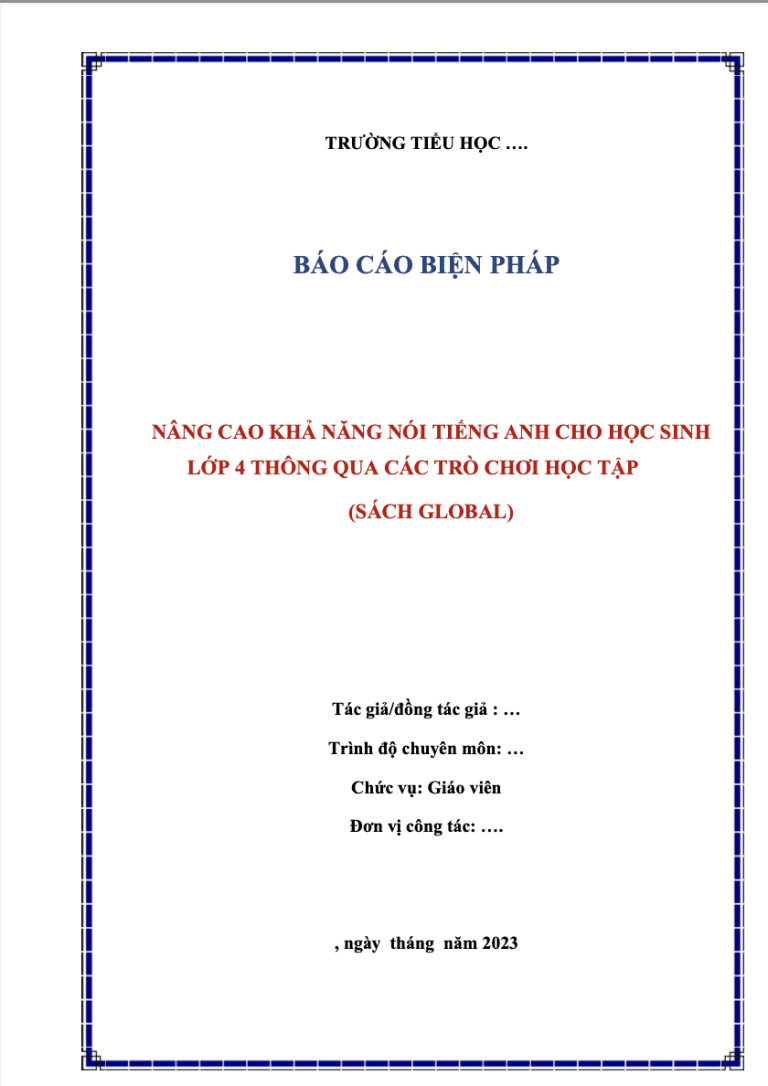 N ng cao kh n ng n i ti ng anh cho h c sinh l p 4 th ng qua c c tr 
