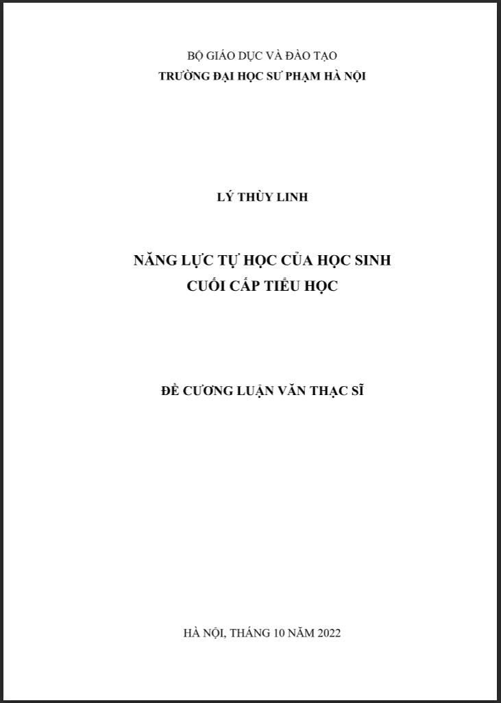 ĐỀ CƯƠNG LVTS NĂNG LỰC TỰ HỌC CỦA HỌC SINH CUỐI CẤP TIỂU HỌC