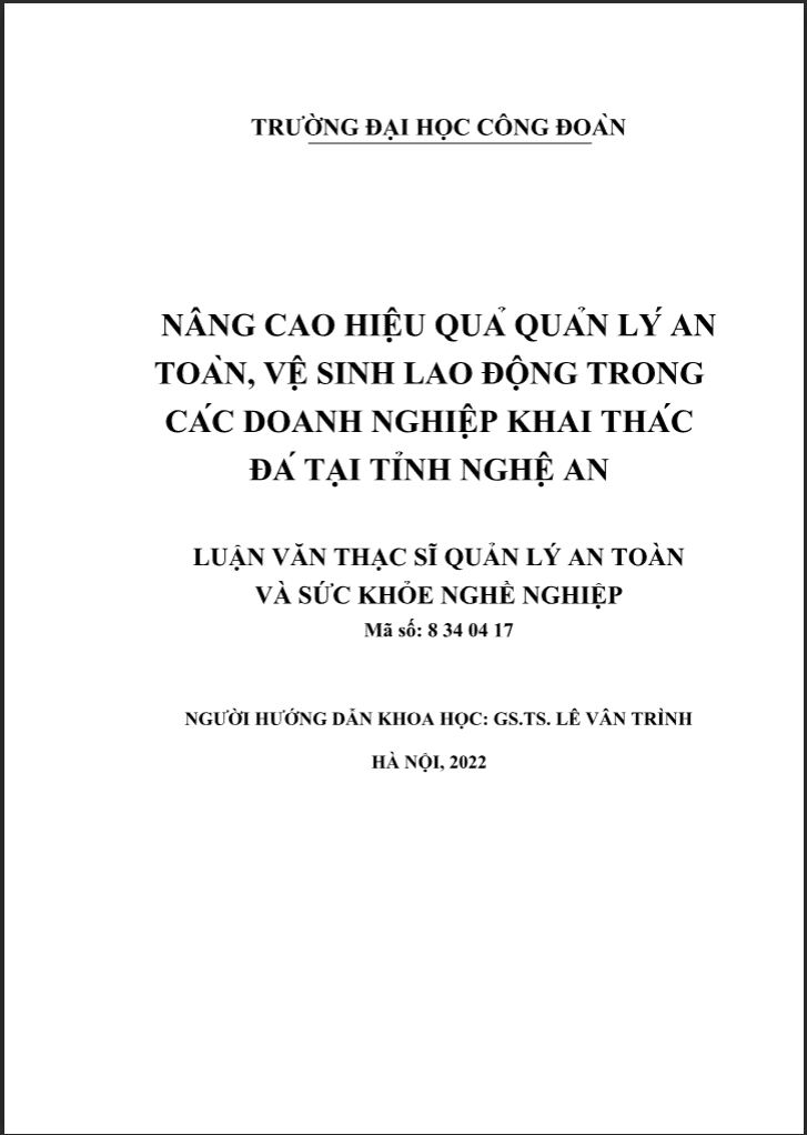 LVTS Nâng cao hiệu quả quản lý an toàn, vệ sinh lao động trong các doanh nghiệp khai thác đá tại tỉnh Nghệ A