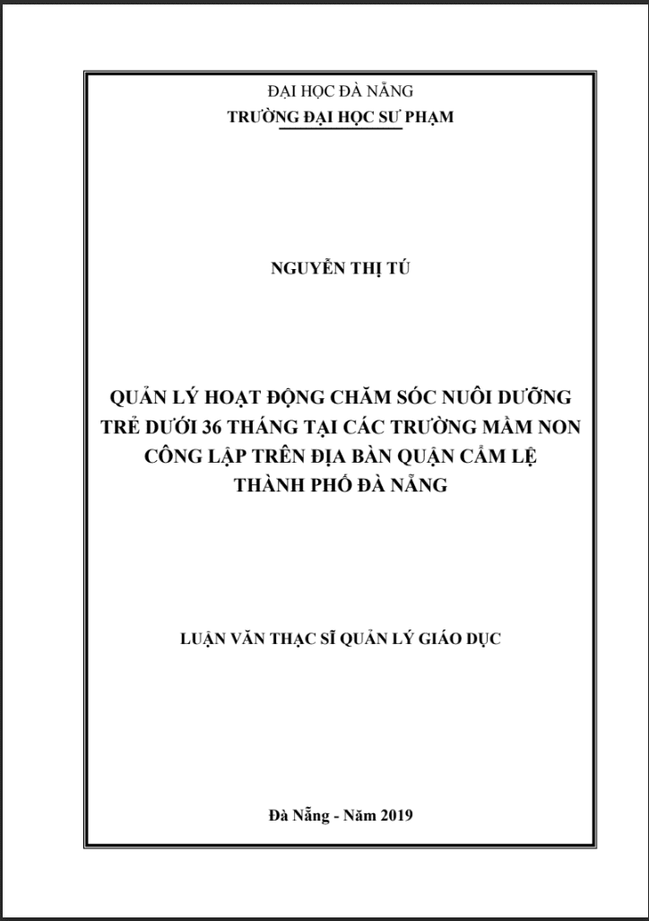 LVTS Quản lý hoạt động chăm sóc nuôi dưỡng trẻ dưới 36 tháng tại các trường mầm non công lập trên địa bàn quận Cẩm Lệ TP Đà Nẵng - PDF