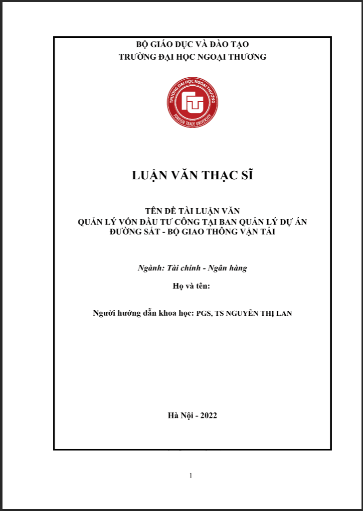 LVTS Quản lý vốn đầu tư công tại ban quản lý dự án đường sắt - bộ giao thông vận tải