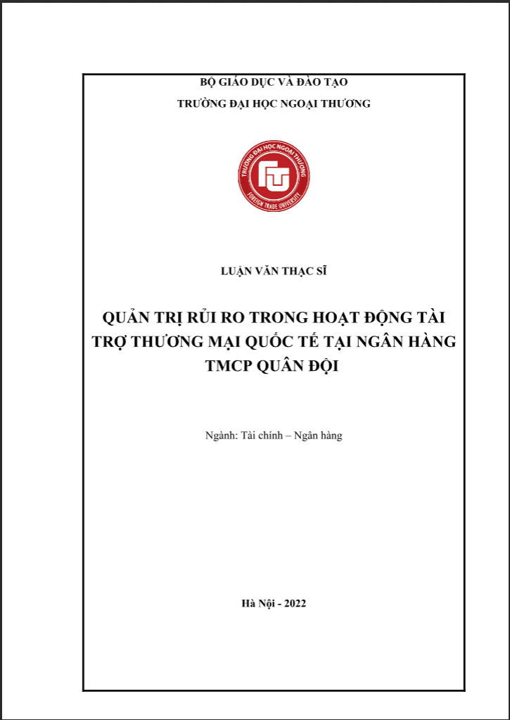 LVTS Quản trị rủi ro trong hoạt động tài trợ thương mại quốc tế tại ngân hàng tmcp quân đội