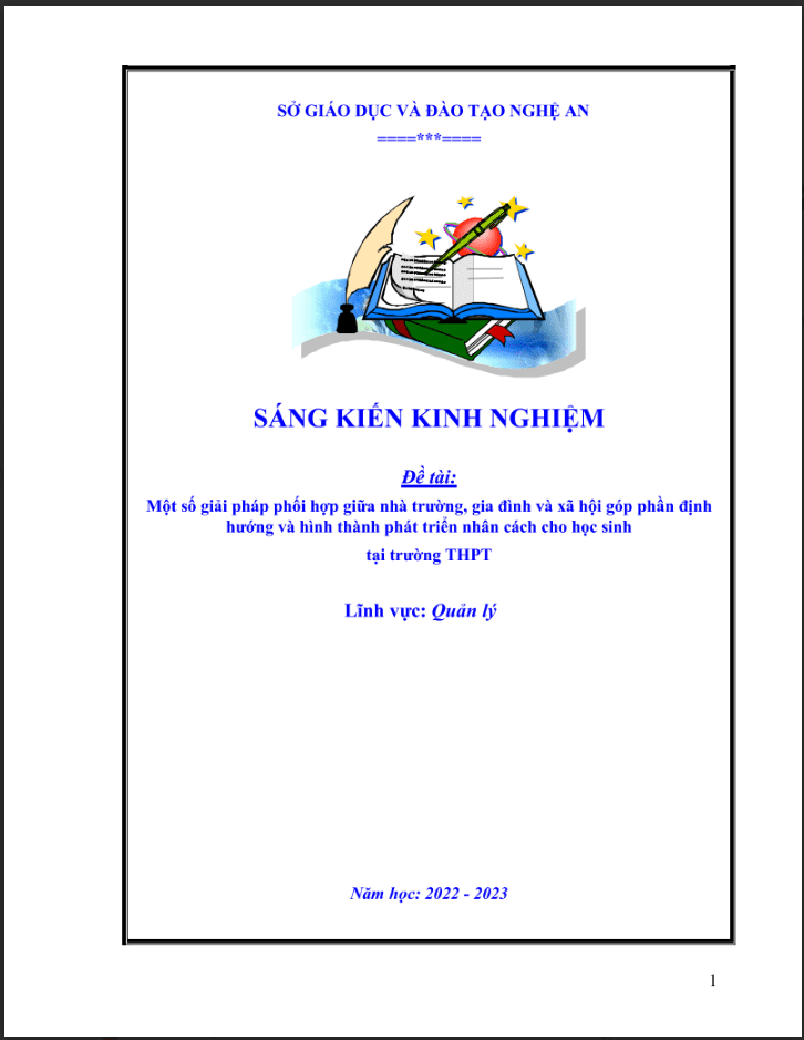 skkn Một số giải pháp phối hợp giữa nhà trường, gia đình và xã hội góp phần định hướng và hình thành phát triển nhân cách cho học sinh tại trường thpt