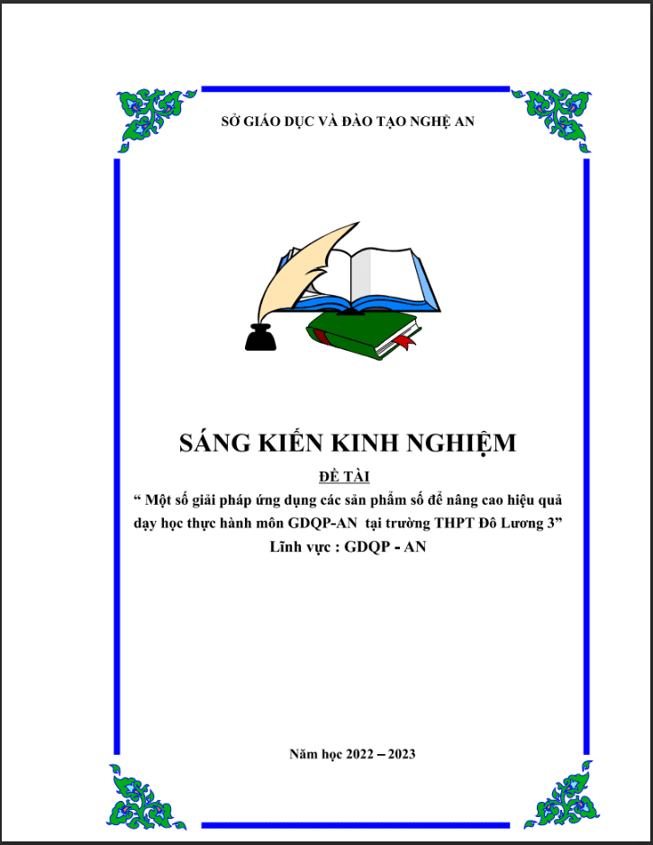 SKKN Một số giải pháp ứng dụng các sản phẩm số để nâng cao hiệu quả dạy học thực hành môn GDQP-AN tại trường THPT Đô Lương 3