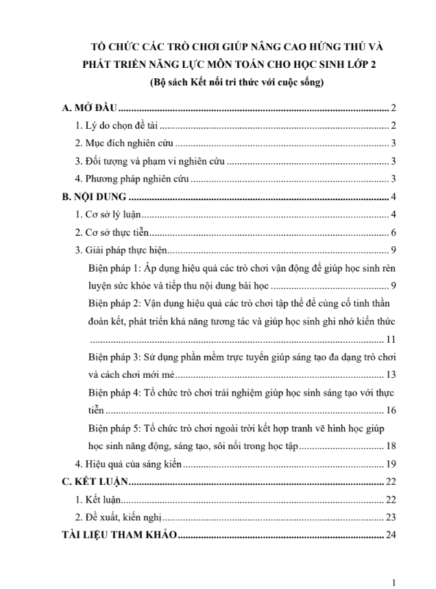 Tổ chức các trò chơi giúp nâng cao hứng thú và phát triển và năng lực môn Toán cho học sinh lớp 2 (đủ 3 bộ sách)