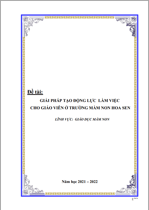 giải pháp tạo động lực làm việc cho giáo viên ở trường mầm non hoa sen