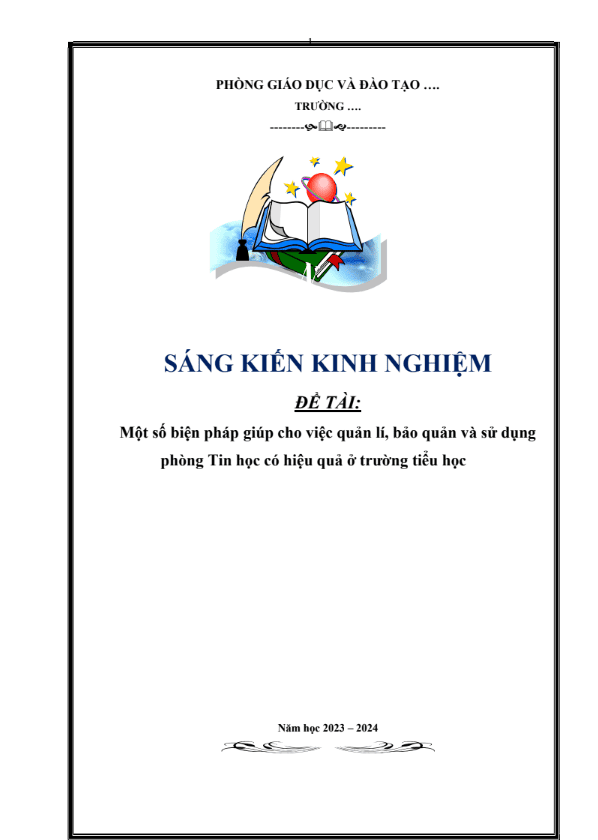 một số biện pháp giúp cho việc quản lí, bảo quản và sử dụng phòng tin học có hiệu quả ở trường tiểu học