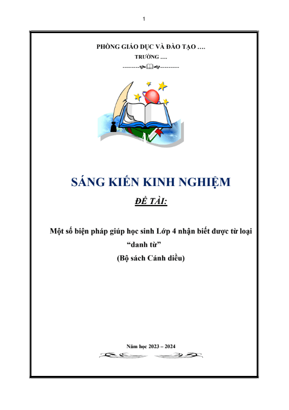 Một số biện pháp giúp học sinh Lớp 4 nhận biết được từ loại “danh từ” (Bộ sách Cánh diều)